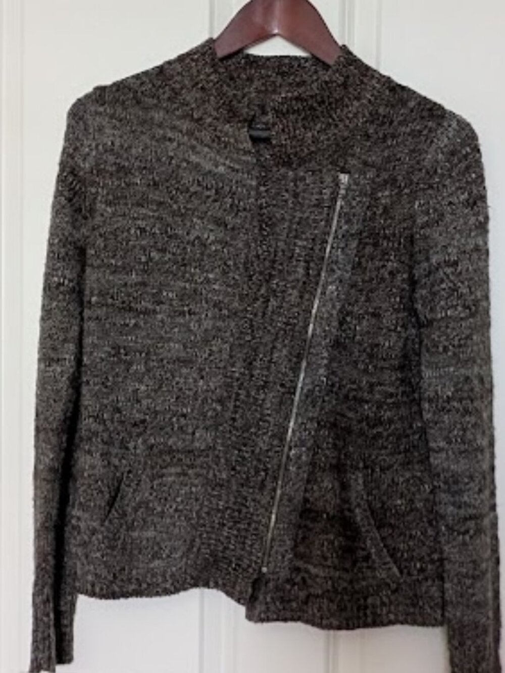 GAP Women’s Moto Sweater Jacket – Marled Neutral Brown Knit – Size Small